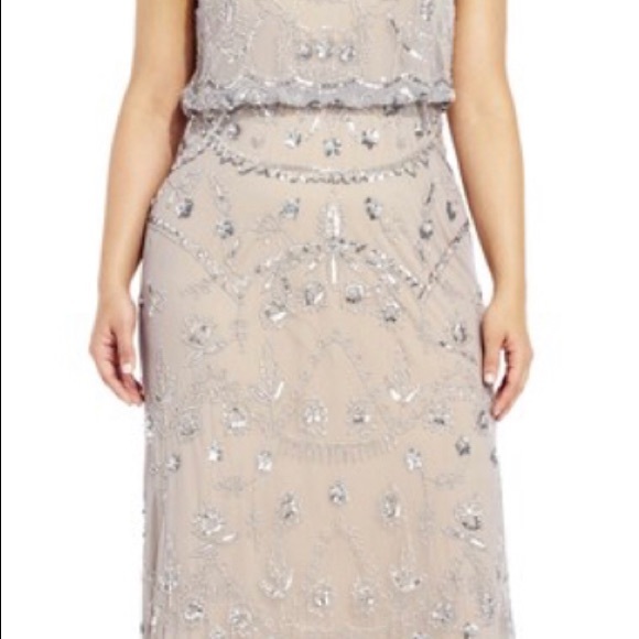 Adrienne Papell Beaded Blouson Evening Gown - Picture 3 of 13